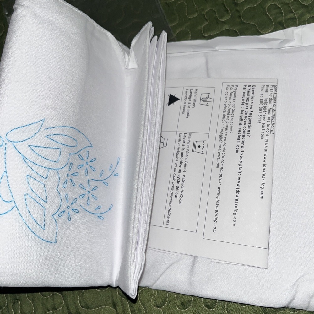 Jack Dempsey Needle Art Perle‎ Edge Pillowcases "Floating Butterflies " Floss - Picture 5 of 5